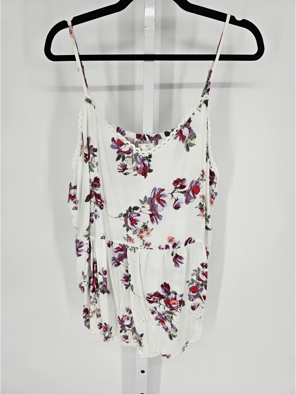 Maurices Womens Sz 2X Sleeveless Peplum Blouse Tank White Floral